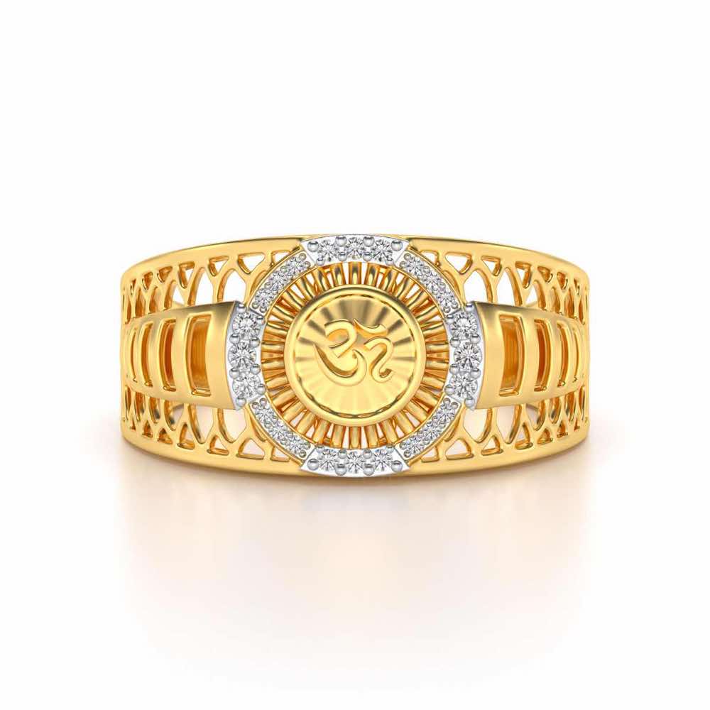 Om Silver Ring For Men - Yellow Gold - Image 4