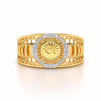 Om Silver Ring For Men - Yellow Gold - Image 4