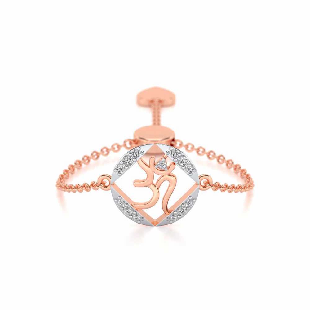 Om Shanti Adjustable Silver Ring - Rose Gold - Image 1