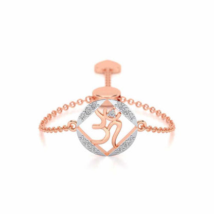 Om Shanti Adjustable Silver Ring - Rose Gold - Image 1