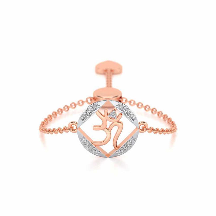 Om Shanti Adjustable Silver Ring - Rose Gold - Image 1