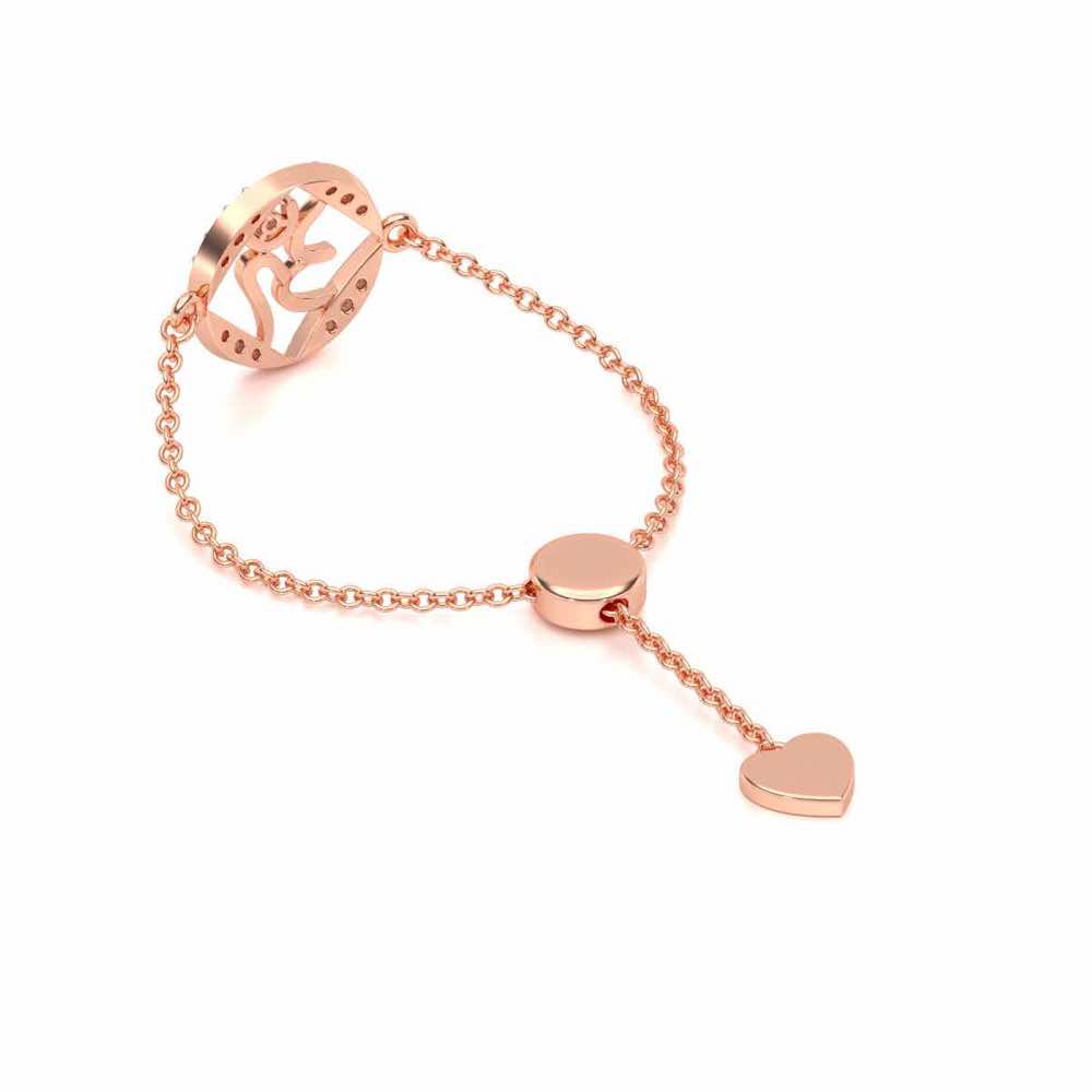 Om Shanti Adjustable Silver Ring - Rose Gold - Image 3