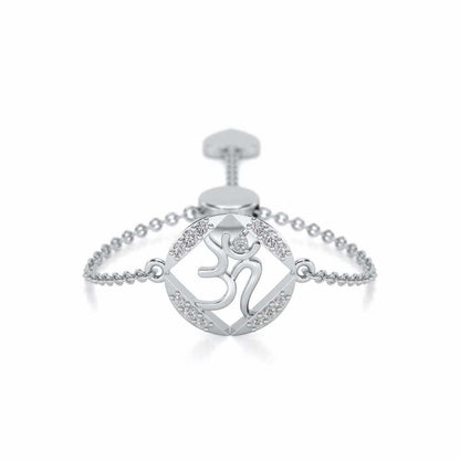Om Shanti Adjustable Silver Ring - White Gold - Image 1