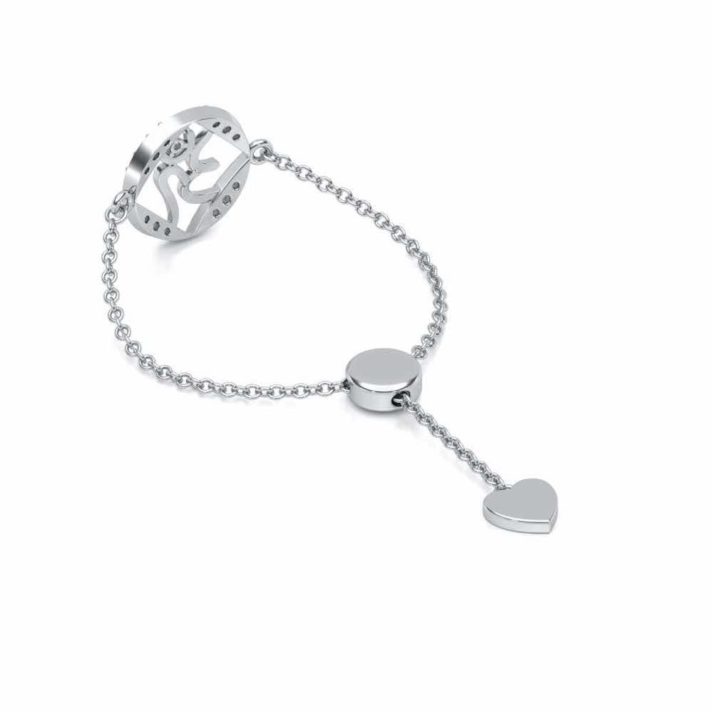 Om Shanti Adjustable Silver Ring - White Gold - Image 3