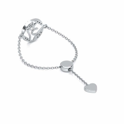 Om Shanti Adjustable Silver Ring - White Gold - Image 3