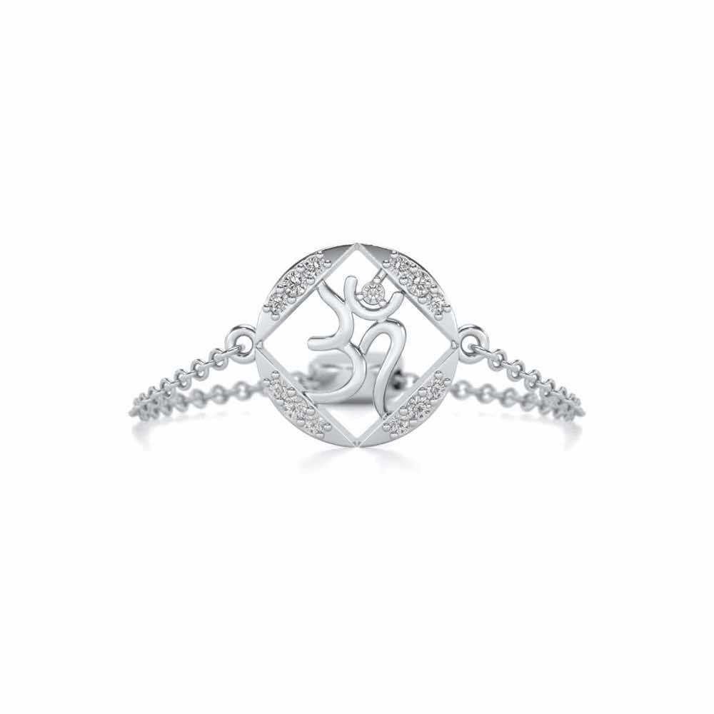 Om Shanti Adjustable Silver Ring - White Gold - Image 4