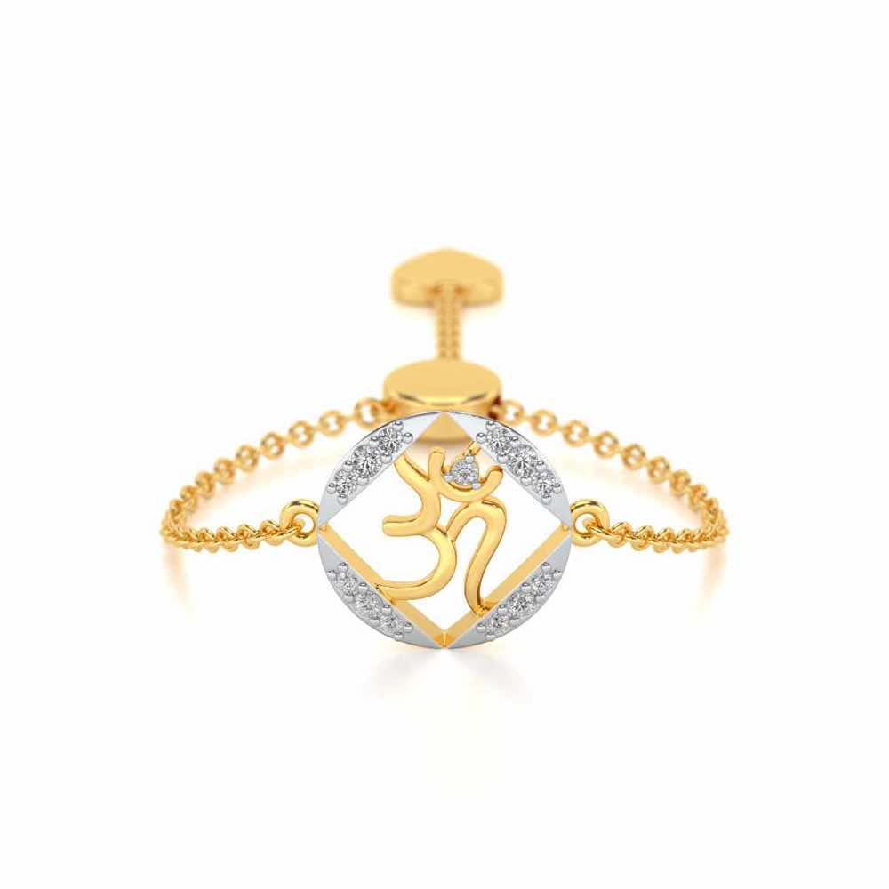 Om Shanti Adjustable Silver Ring - Yellow Gold - Image 1
