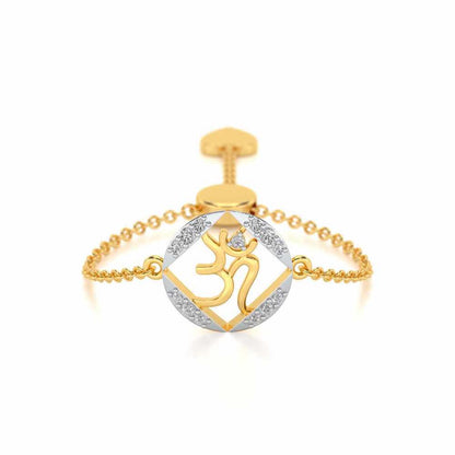 Om Shanti Adjustable Silver Ring - Yellow Gold - Image 1