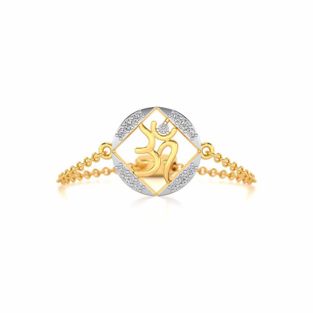 Om Shanti Adjustable Silver Ring - Yellow Gold - Image 4
