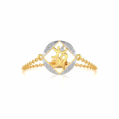 Om Shanti Adjustable Silver Ring - Yellow Gold - Image 4