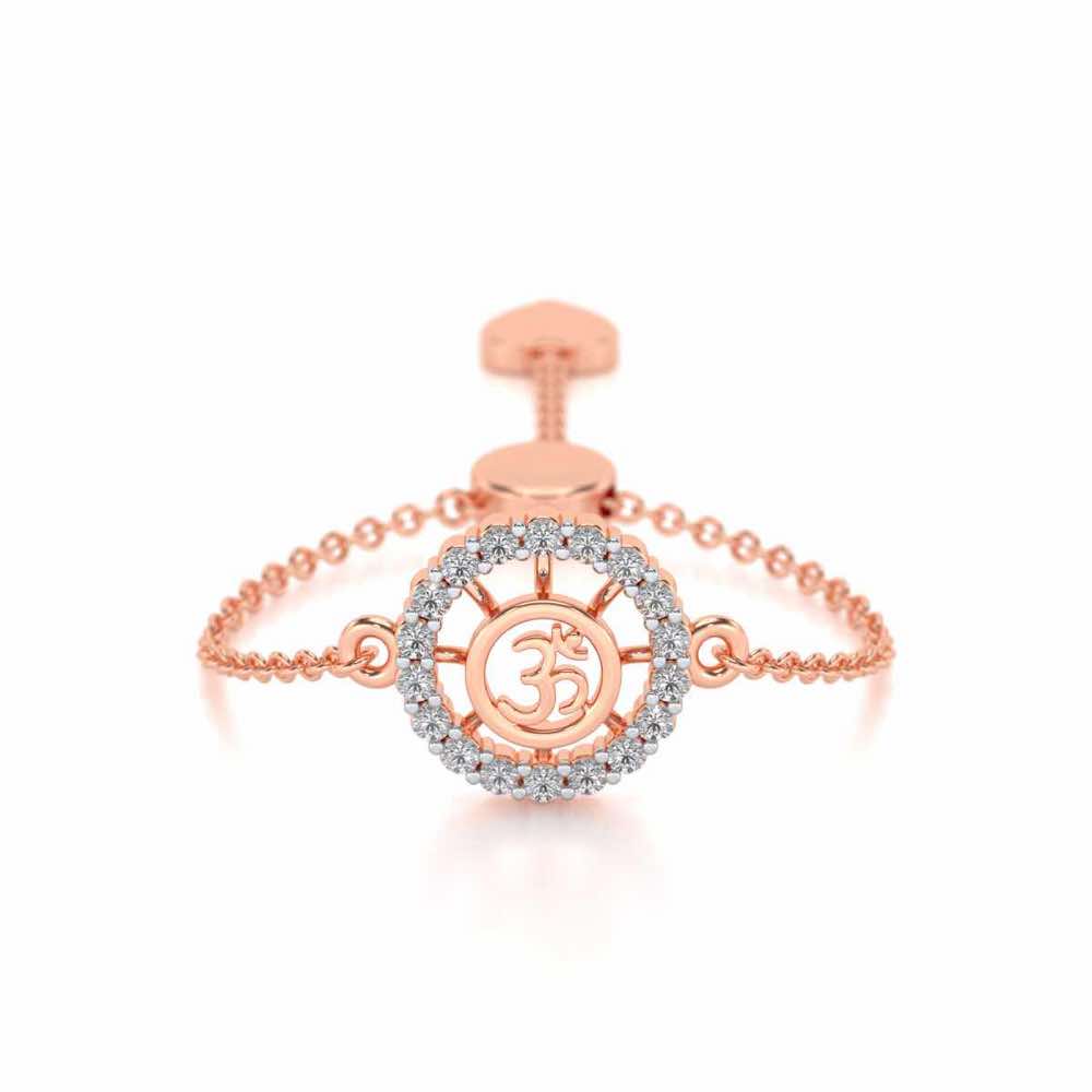 Om Shine Adjustable Silver Ring - Rose Gold - Image 1