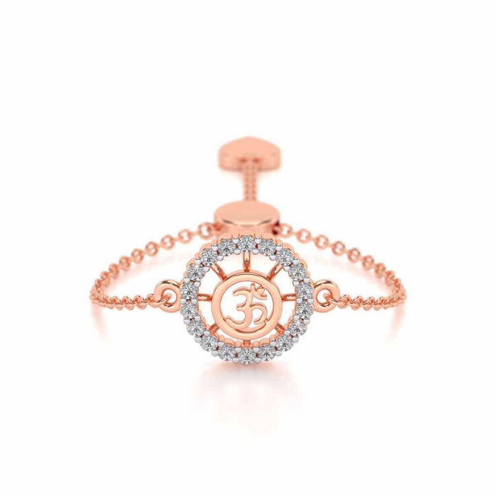 Om Shine Adjustable Silver Ring - Rose Gold - Image 1