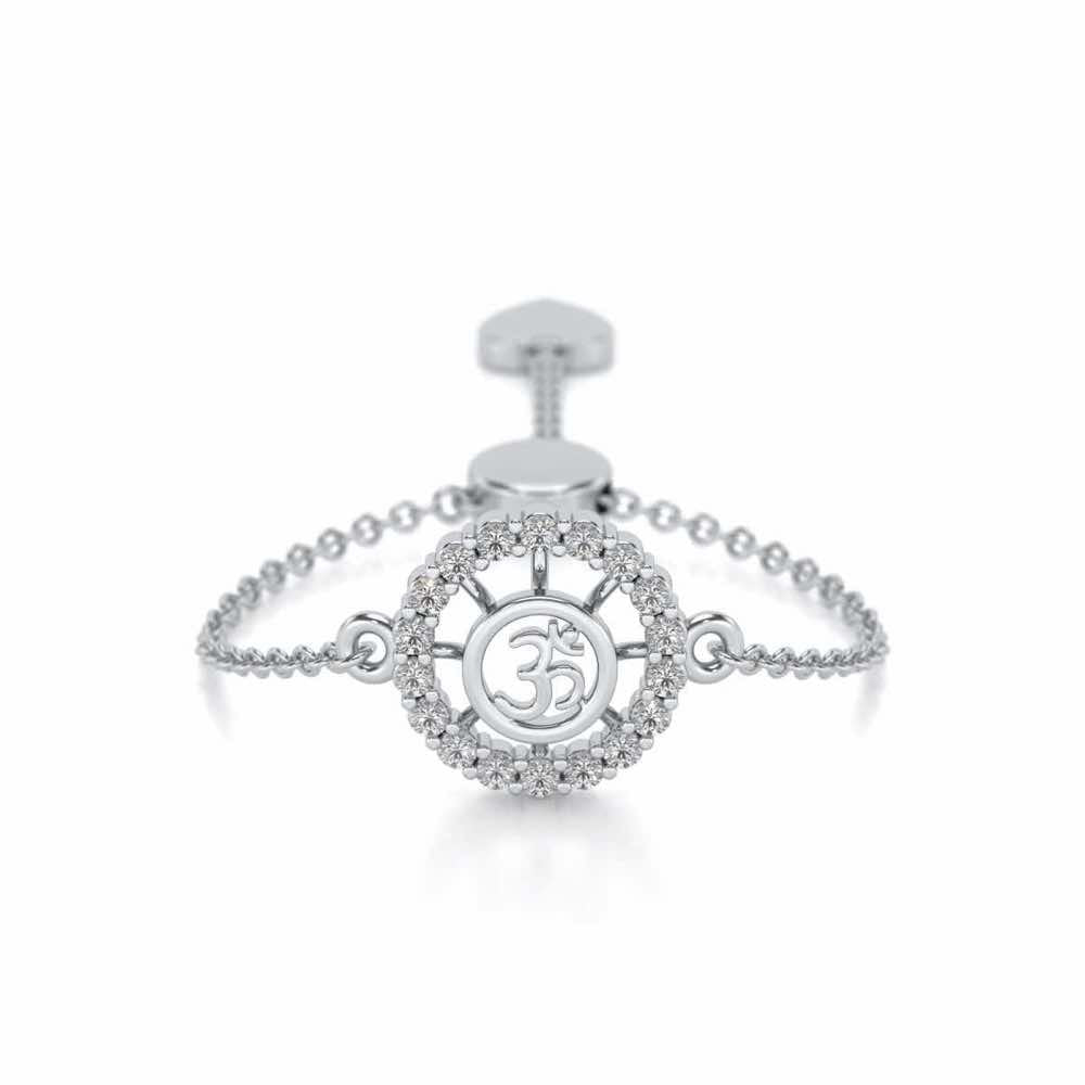 Om Shine Adjustable Silver Ring - White Gold - Image 1