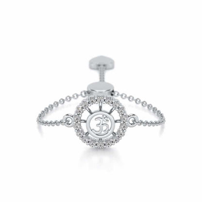 Om Shine Adjustable Silver Ring - White Gold - Image 1