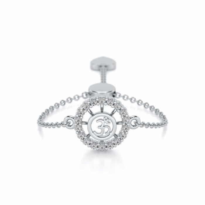 Om Shine Adjustable Silver Ring - White Gold - Image 1