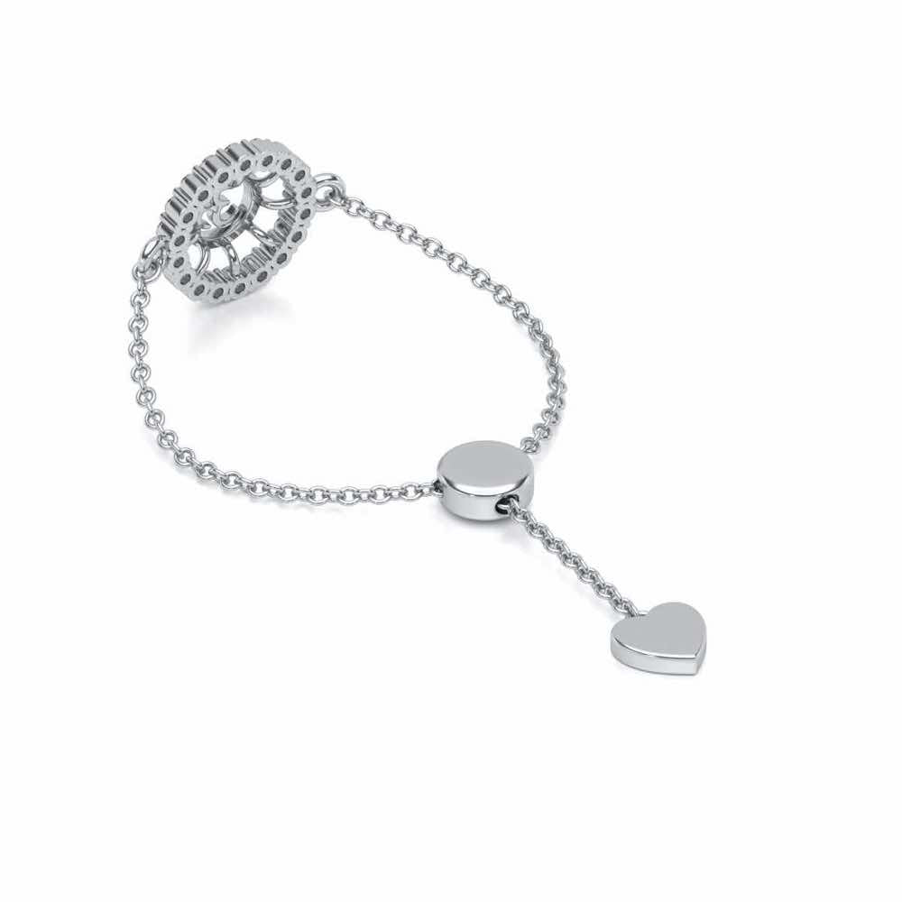Om Shine Adjustable Silver Ring - White Gold - Image 3