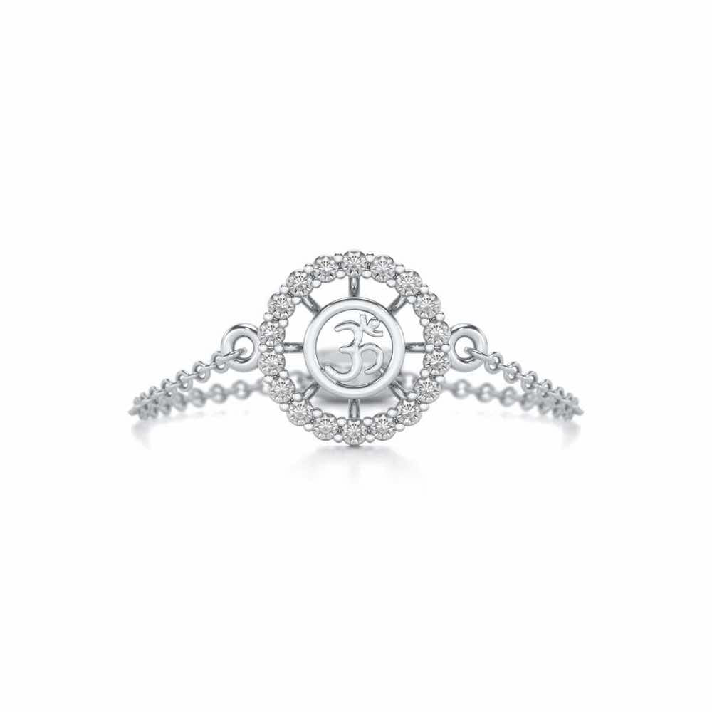 Om Shine Adjustable Silver Ring - White Gold - Image 4