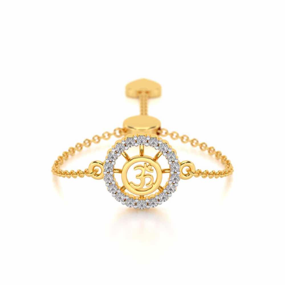 Om Shine Adjustable Silver Ring - Yellow Gold - Image 1