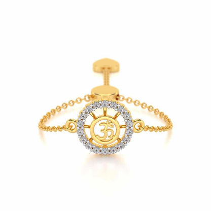Om Shine Adjustable Silver Ring - Yellow Gold - Image 1