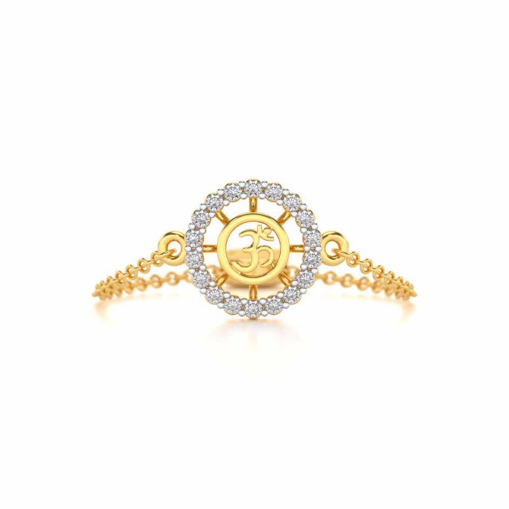 Om Shine Adjustable Silver Ring - Yellow Gold - Image 4