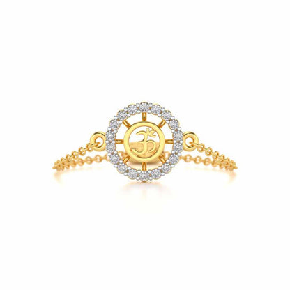 Om Shine Adjustable Silver Ring - Yellow Gold - Image 4