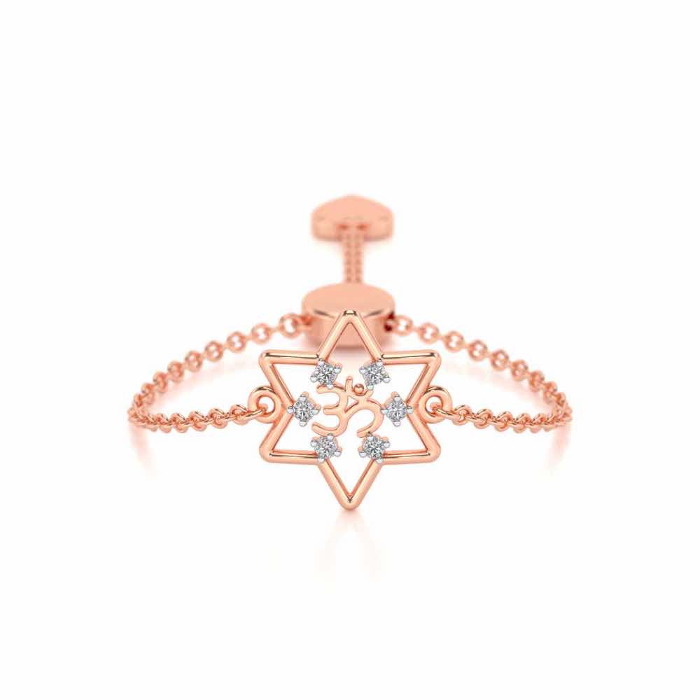Om Star Adjustable Silver Ring - Rose Gold - Image 1