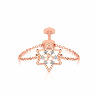 Om Star Adjustable Silver Ring - Rose Gold - Image 1