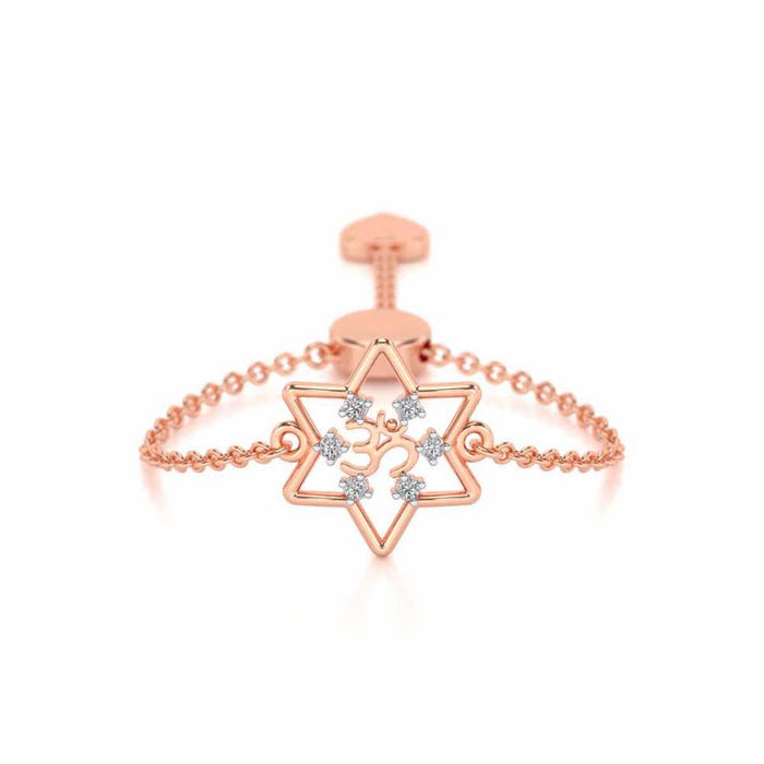 Om Star Adjustable Silver Ring - Rose Gold - Image 1