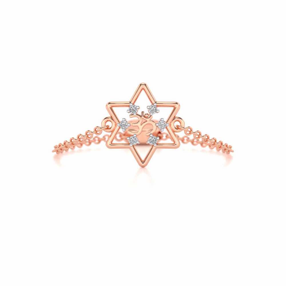 Om Star Adjustable Silver Ring - Rose Gold - Image 4