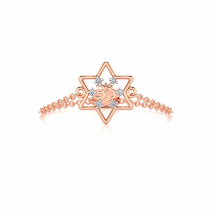 Om Star Adjustable Silver Ring - Rose Gold - Image 4