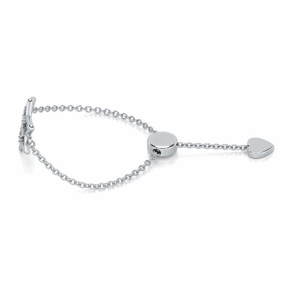 Om Star Adjustable Silver Ring - White Gold - Image 2