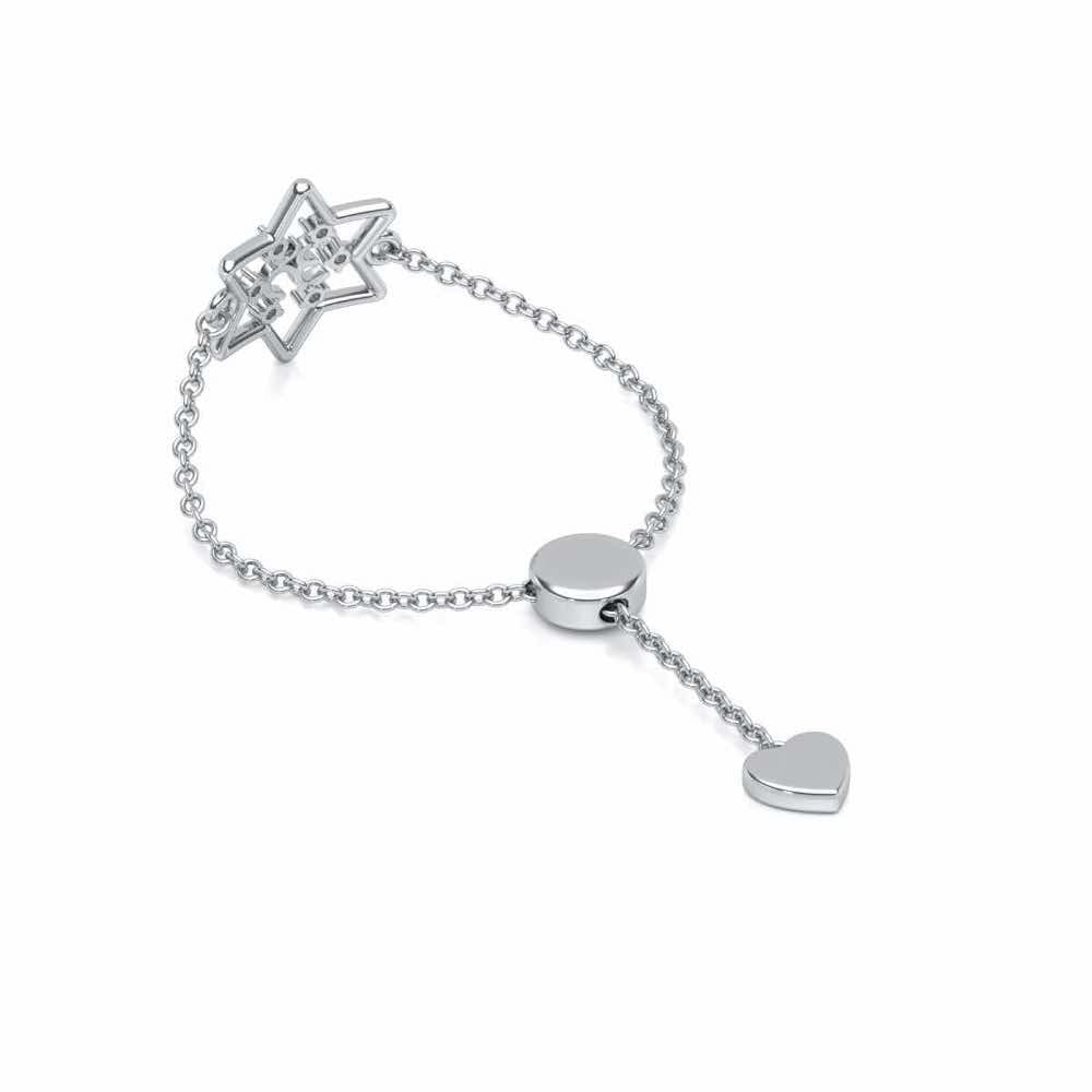 Om Star Adjustable Silver Ring - White Gold - Image 3
