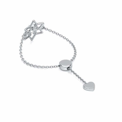 Om Star Adjustable Silver Ring - White Gold - Image 3
