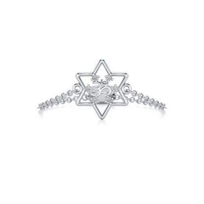 Om Star Adjustable Silver Ring - White Gold - Image 4