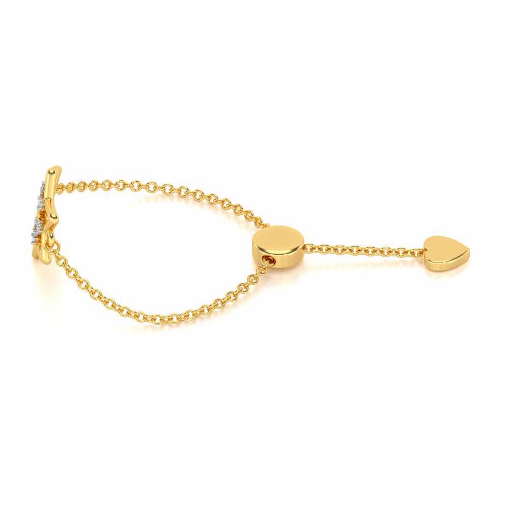 Om Star Adjustable Silver Ring - Yellow Gold - Image 2