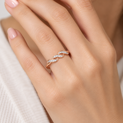 Opulent Beauty Silver Ring — Rose Gold — Model