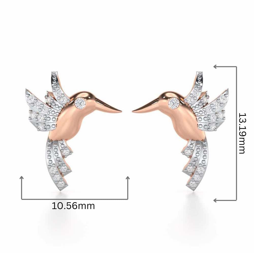 Opulent Bird Silver Stud Earrings - Rose Gold - Image 2
