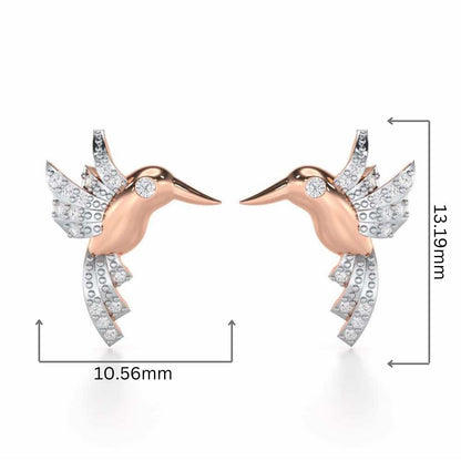 Opulent Bird Silver Stud Earrings - Rose Gold - Image 2