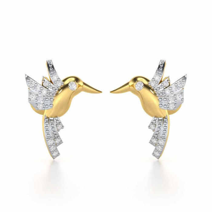 Opulent Bird Silver Stud Earrings - Yellow Gold - Image 1