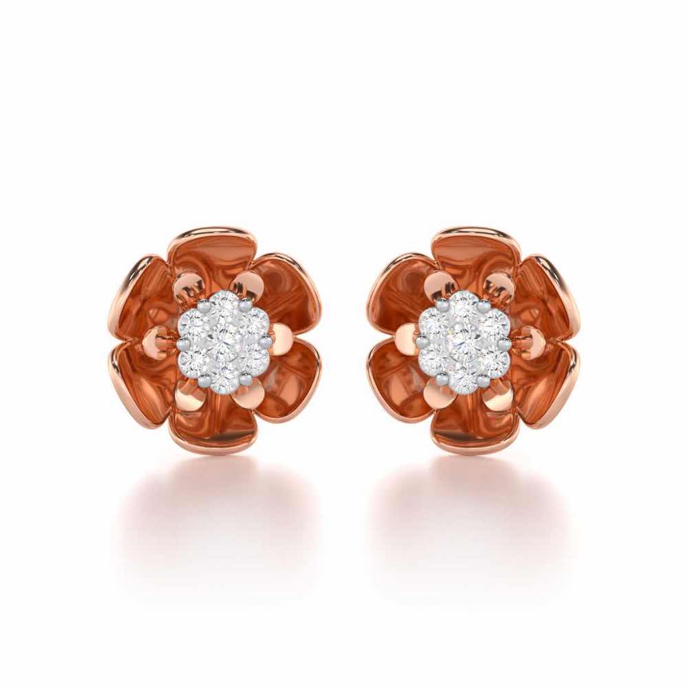 Opulent Bloom Silver Earrings - Rose Gold - Image 1