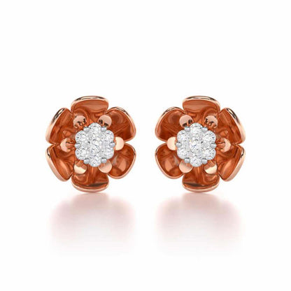 Opulent Bloom Silver Earrings - Rose Gold - Image 1