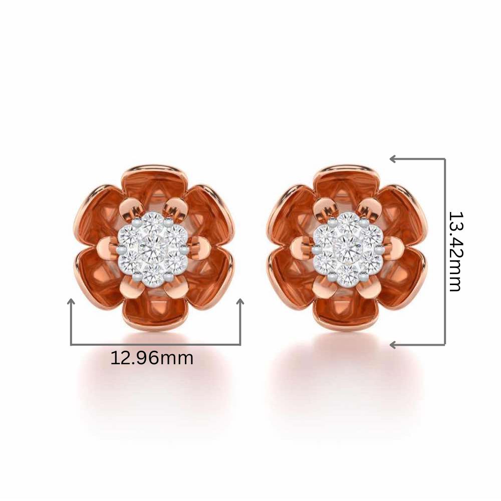 Opulent Bloom Silver Earrings - Rose Gold - Image 2