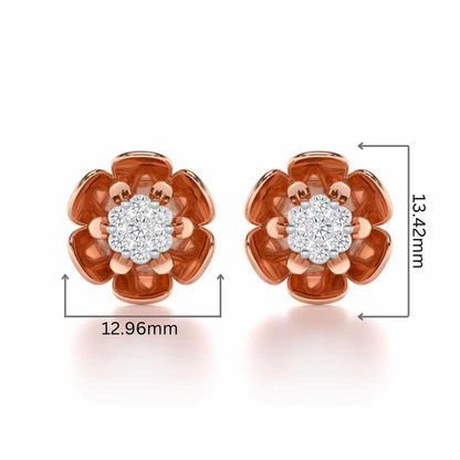 Opulent Bloom Silver Earrings - Rose Gold - Image 2