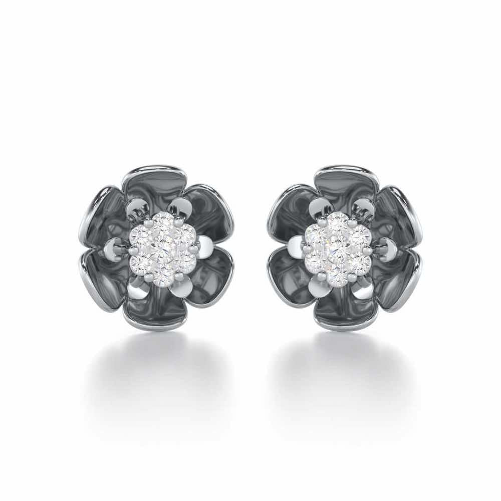 Opulent Bloom Silver Earrings - White Gold - Image 1