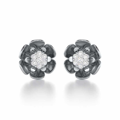 Opulent Bloom Silver Earrings - White Gold - Image 1