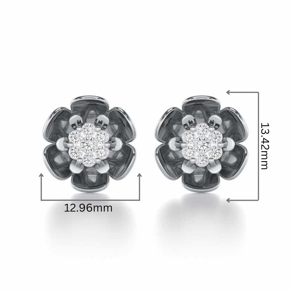 Opulent Bloom Silver Earrings - White Gold - Image 2