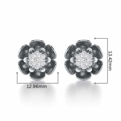 Opulent Bloom Silver Earrings - White Gold - Image 2