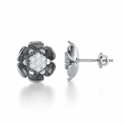 Opulent Bloom Silver Earrings - White Gold - Image 4