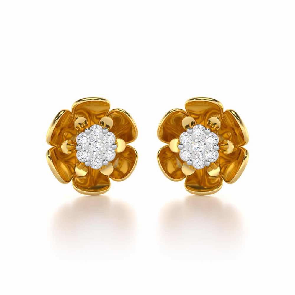 Opulent Bloom Silver Earrings - Yellow Gold - Image 1