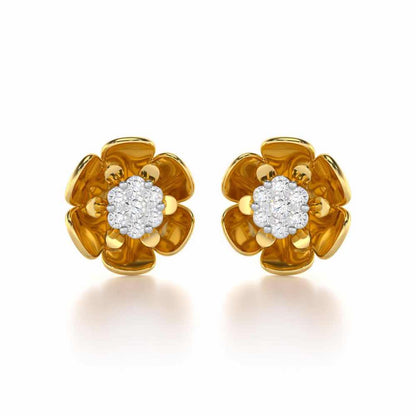 Opulent Bloom Silver Earrings - Yellow Gold - Image 1